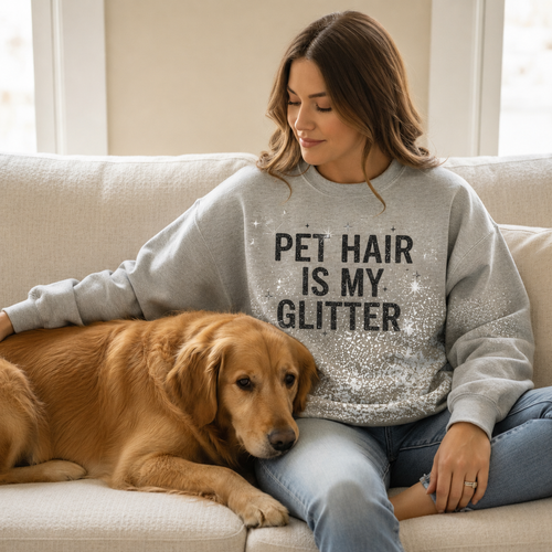 Unisex Pet Hair is my Glitter Sweat Shirt