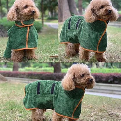 Fluffy Pet Bathrobe — Quick-Dry Microfiber Towel Robe for Dogs & Cats