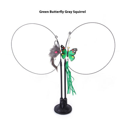 Suction-Cup Cat Teaser Toy — Interactive Play Wand for Indoor Cats