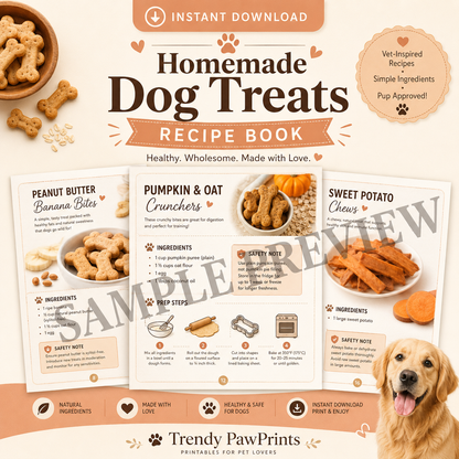 Sample preview image for the Homemade Dog Treats Recipe Book instant download