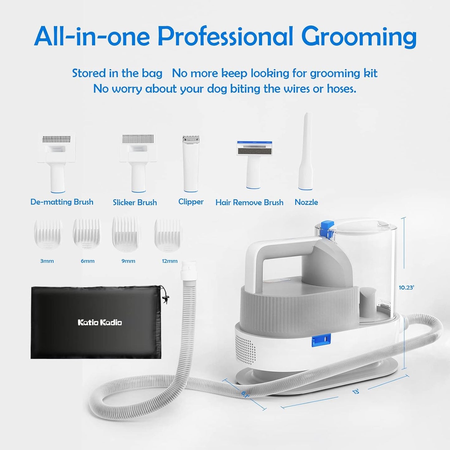 Ultimate Pet Grooming Vacuum Kit for Shedding Dogs & Cats - Quiet Suction 2026 Model