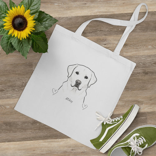 Custom Name - Dog Portrait Cotton Tote Bag