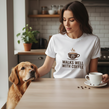 Walks Well With Coffee — Pet Parent Graphic Tee