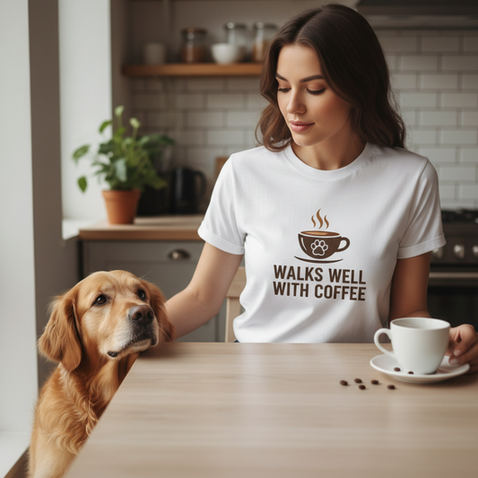 Walks Well With Coffee — Pet Parent Graphic Tee